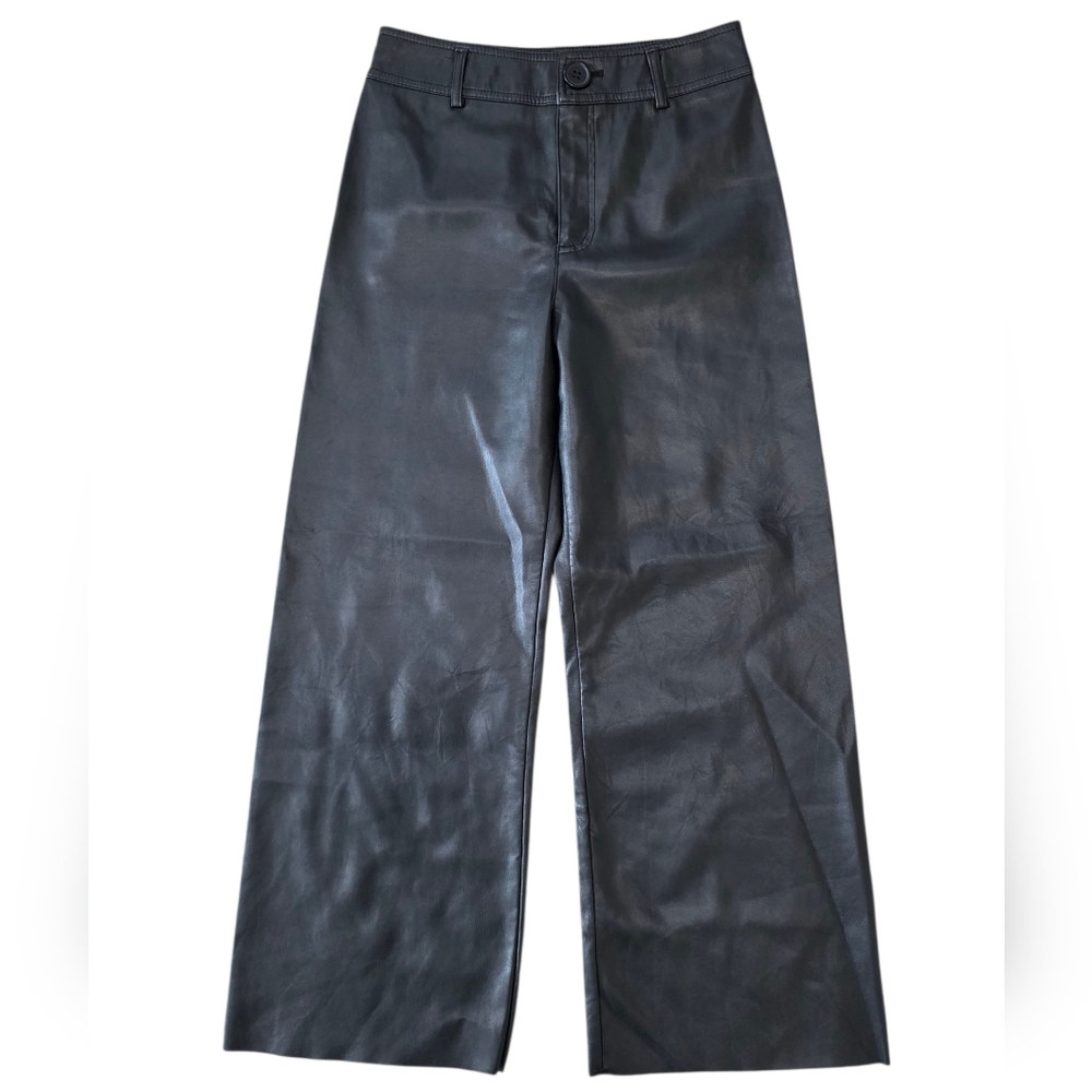 Zara Kids (Big Girl) Black Faux Leather Wide Leg Pants Size 13-14